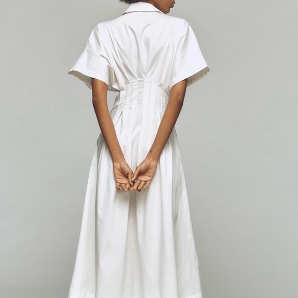 White Embroidered Maxi Shirt Dress with Belt from Anthropologie NWT - Picture 2 of 9